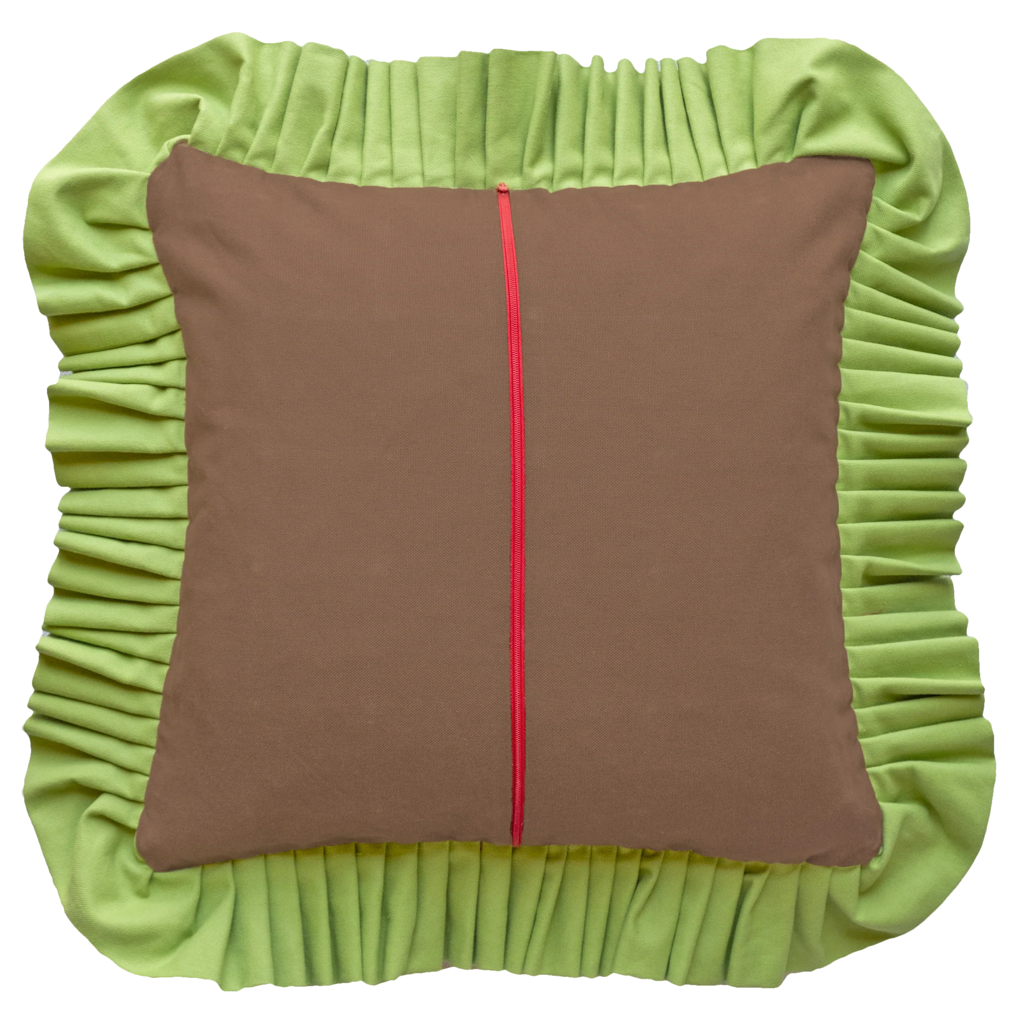 Patchwork with Ruffle: Dark Brown & Light Green - Image 5
