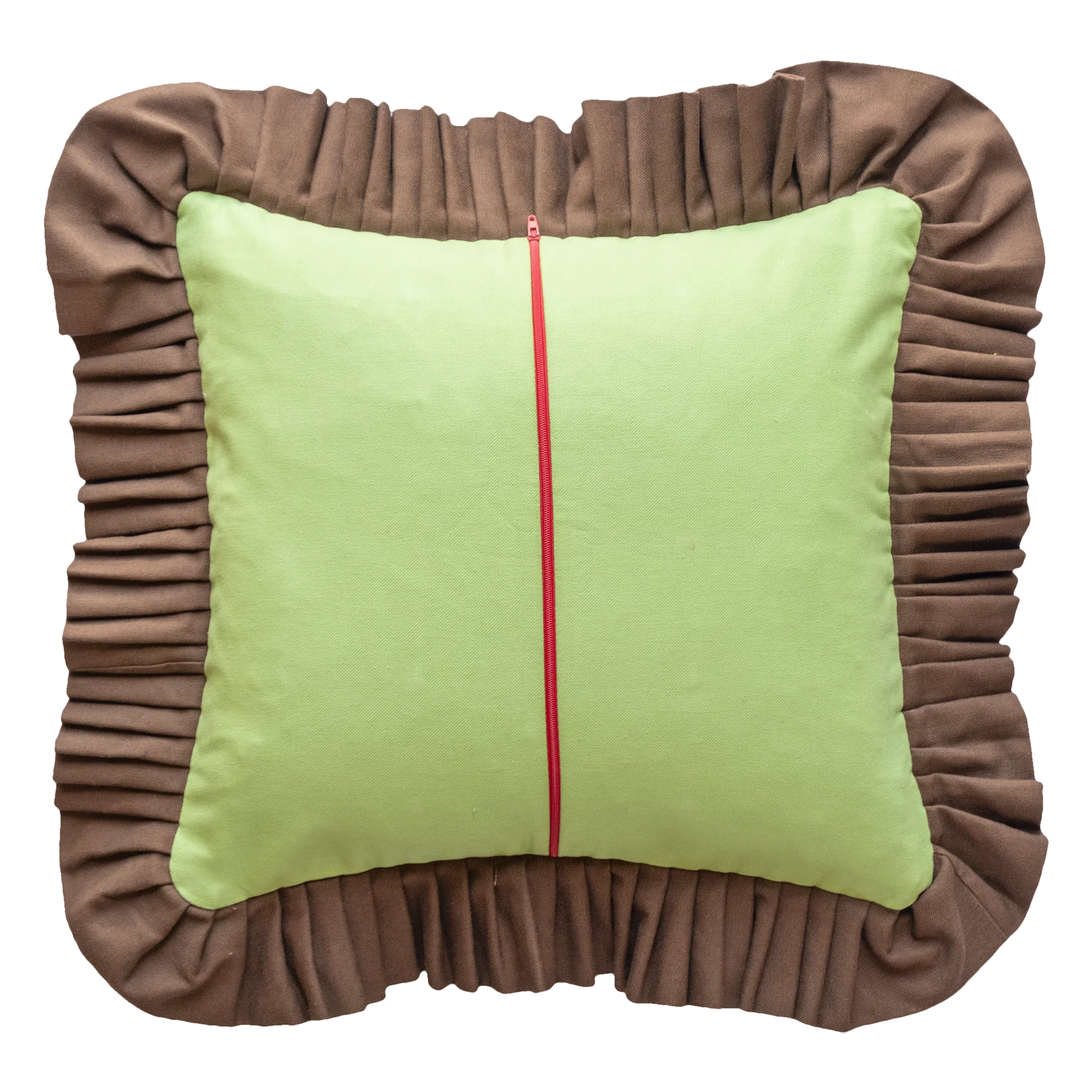Patchwork with Ruffle: Dark Brown & Light Green - Image 5