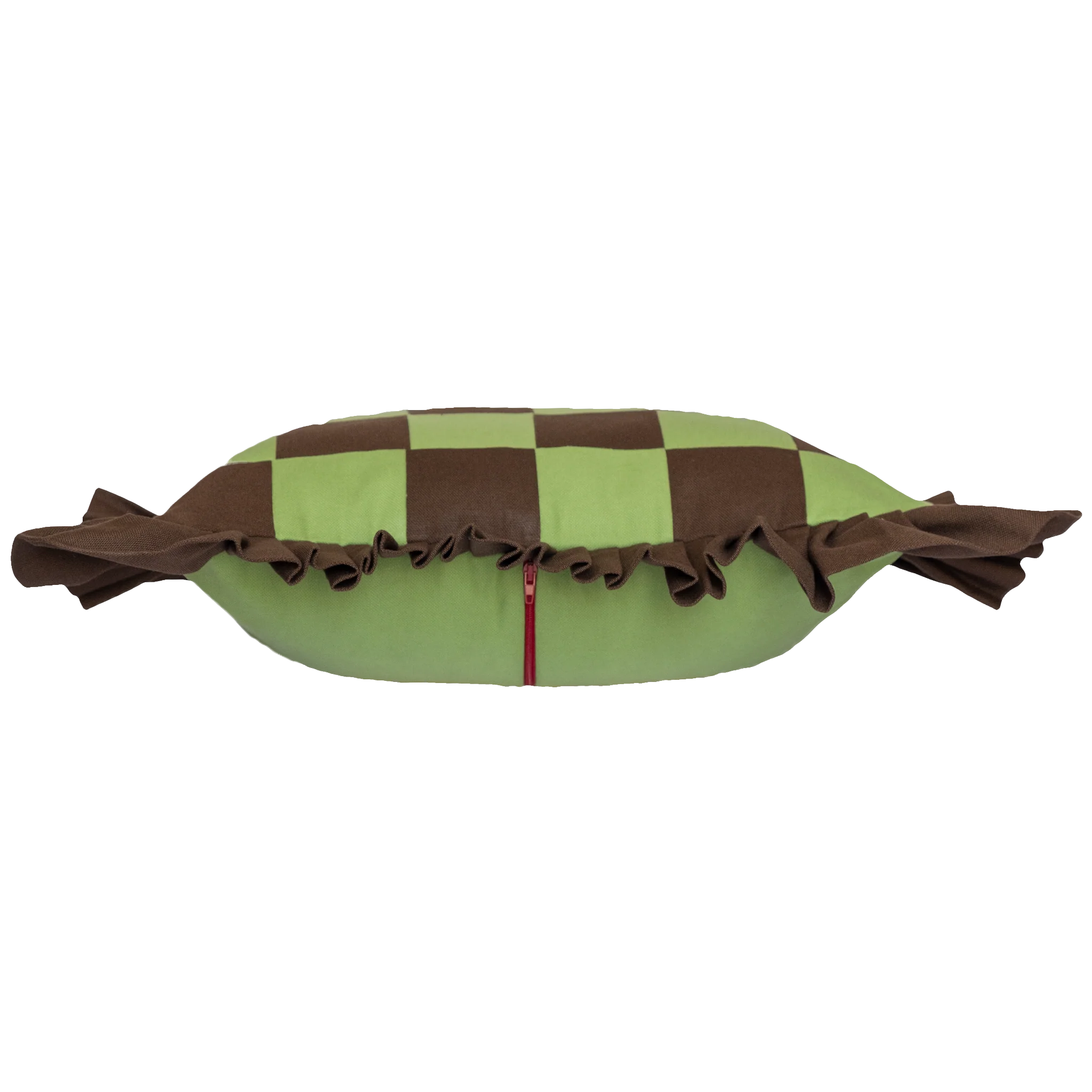 Patchwork with Ruffle: Dark Brown & Light Green - Image 6
