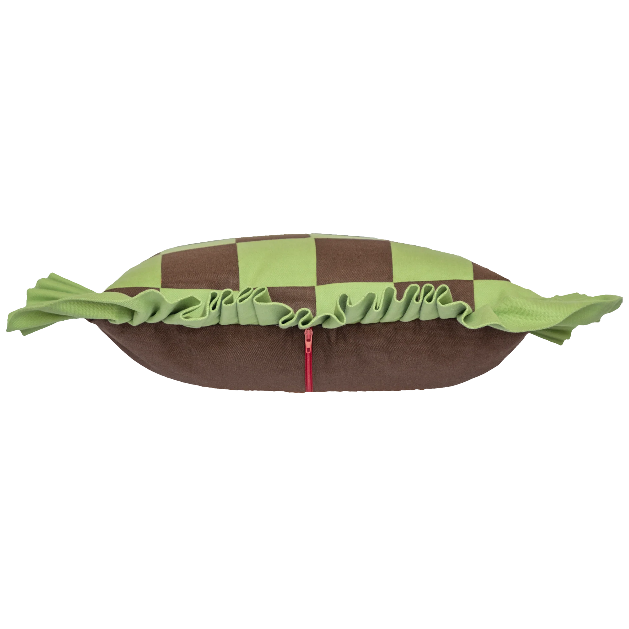 Patchwork with Ruffle: Dark Brown & Light Green - Image 9