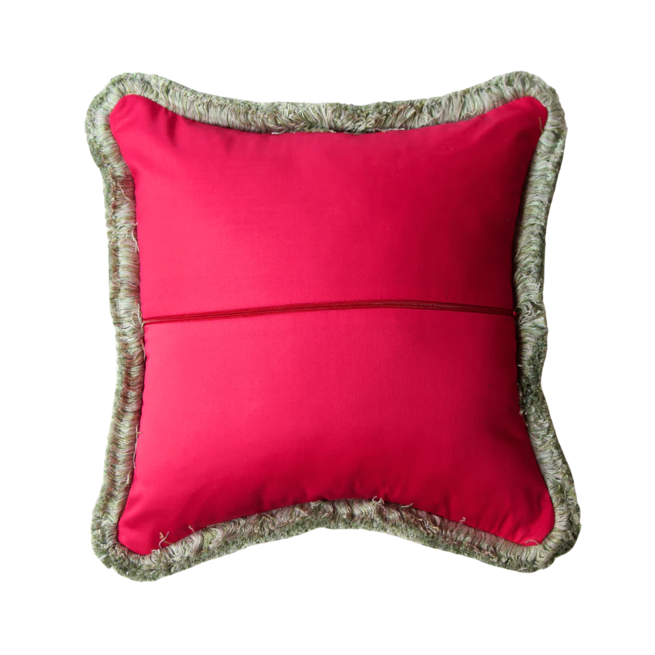 Raspberry and Mint Green Patchwork with Mint Green Fringe - Image 2